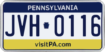 PA license plate JVH0116