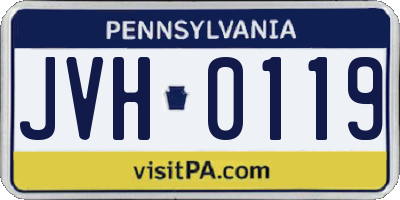 PA license plate JVH0119
