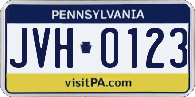 PA license plate JVH0123