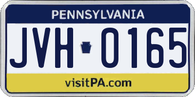 PA license plate JVH0165