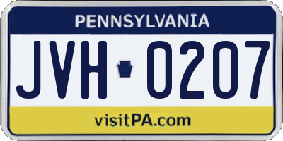 PA license plate JVH0207