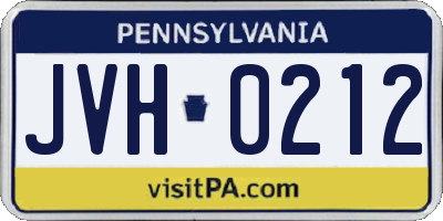 PA license plate JVH0212