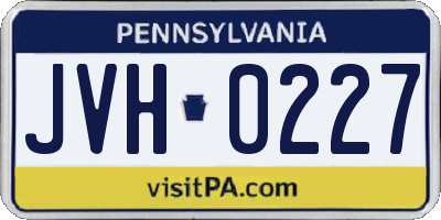 PA license plate JVH0227