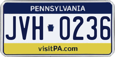 PA license plate JVH0236