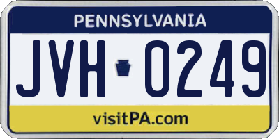 PA license plate JVH0249