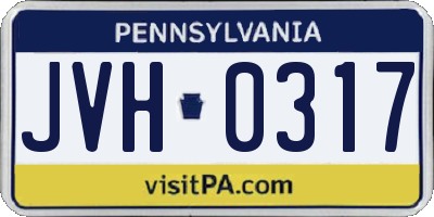 PA license plate JVH0317