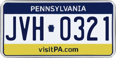 PA license plate JVH0321
