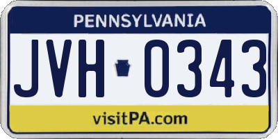 PA license plate JVH0343