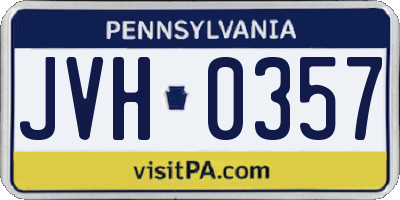 PA license plate JVH0357