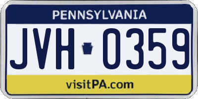 PA license plate JVH0359