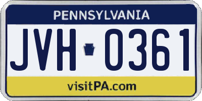 PA license plate JVH0361