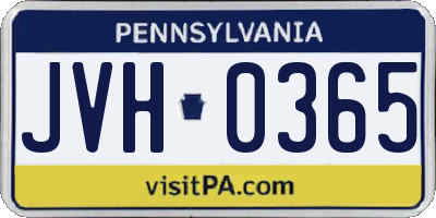 PA license plate JVH0365