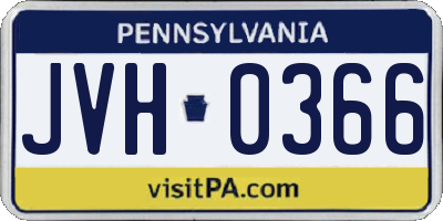 PA license plate JVH0366
