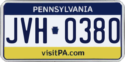 PA license plate JVH0380