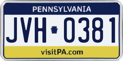 PA license plate JVH0381