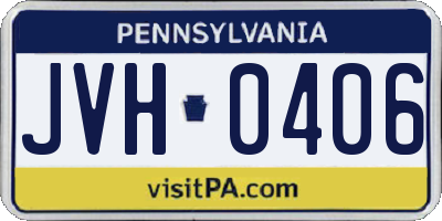 PA license plate JVH0406