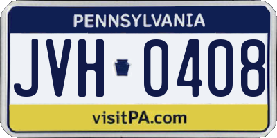 PA license plate JVH0408