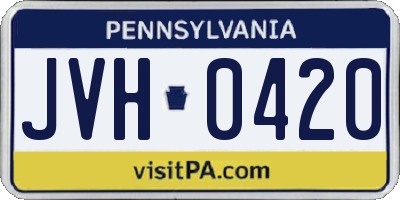 PA license plate JVH0420