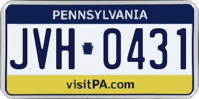 PA license plate JVH0431