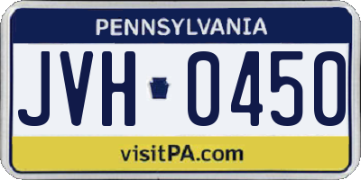 PA license plate JVH0450