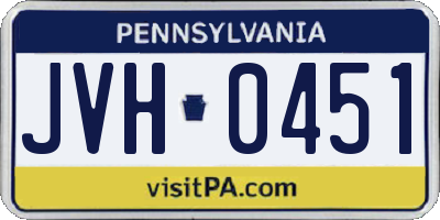 PA license plate JVH0451