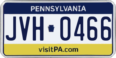 PA license plate JVH0466