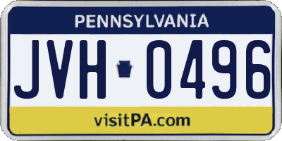 PA license plate JVH0496