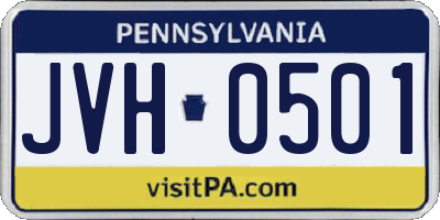 PA license plate JVH0501
