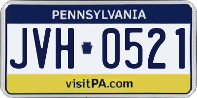PA license plate JVH0521