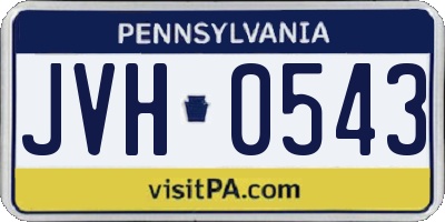 PA license plate JVH0543