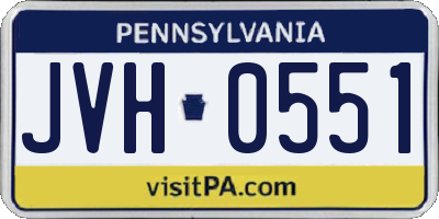 PA license plate JVH0551