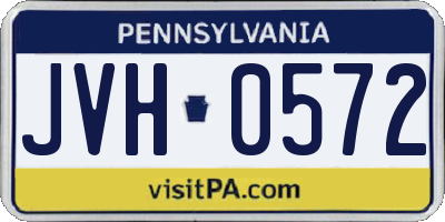 PA license plate JVH0572