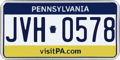 PA license plate JVH0578