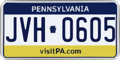 PA license plate JVH0605