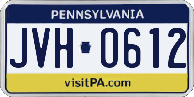 PA license plate JVH0612