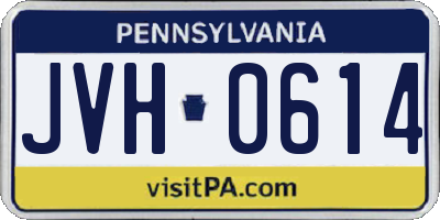 PA license plate JVH0614