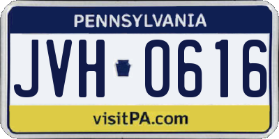 PA license plate JVH0616