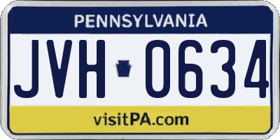 PA license plate JVH0634