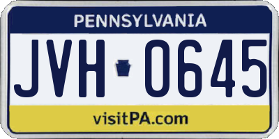 PA license plate JVH0645