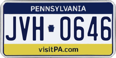PA license plate JVH0646