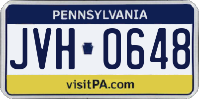 PA license plate JVH0648