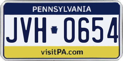 PA license plate JVH0654