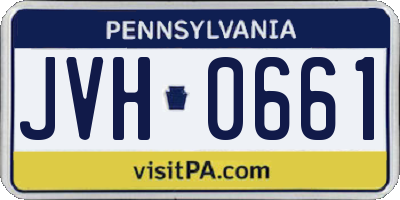 PA license plate JVH0661
