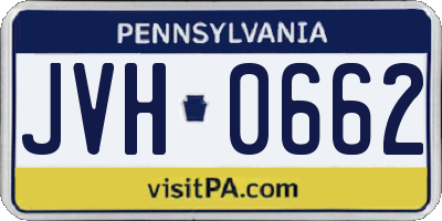PA license plate JVH0662