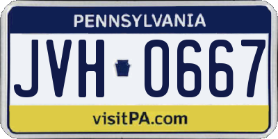 PA license plate JVH0667