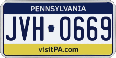 PA license plate JVH0669
