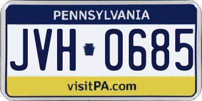 PA license plate JVH0685