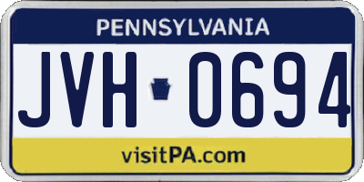 PA license plate JVH0694