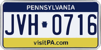 PA license plate JVH0716