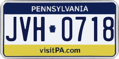 PA license plate JVH0718